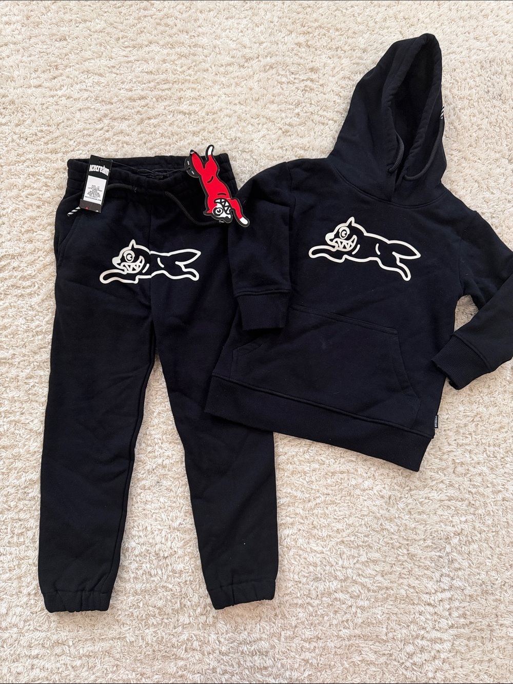 ICECREAM BBC Kids Black Running Dog Hoodie & Joggers Set NWT 2Т/4Т